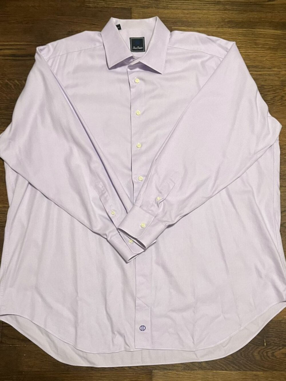 David Donahue Men's Dress Shirt 18.5 34/35 Light Purple Lavender Cotton Luxury